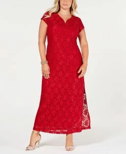 Connected Plus Size Sequined Lace Gown