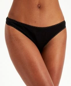 Charter Club Everyday Cotton Women's Lace-Trim Thong, Created For Macy's