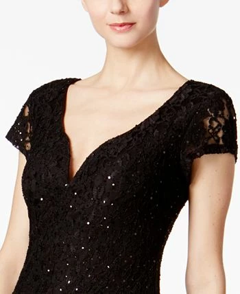 Connected Sequined Lace Column Gown - Image 3