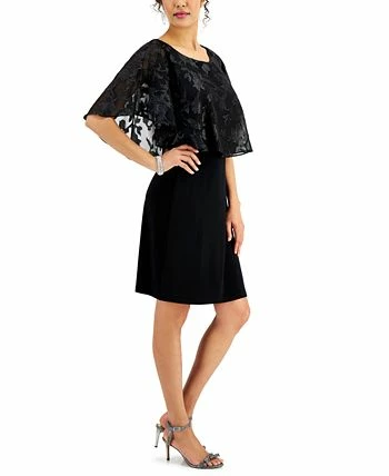 Connected Metallic Chiffon-Cape Dress - Image 3