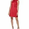 Vince Camuto Bow-Neck Satin Shift Dress