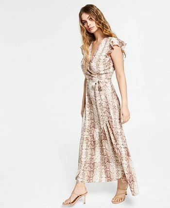 Bar III Snakeskin Print Wrap-Style Maxi Dress, Created For Macy's - Image 3