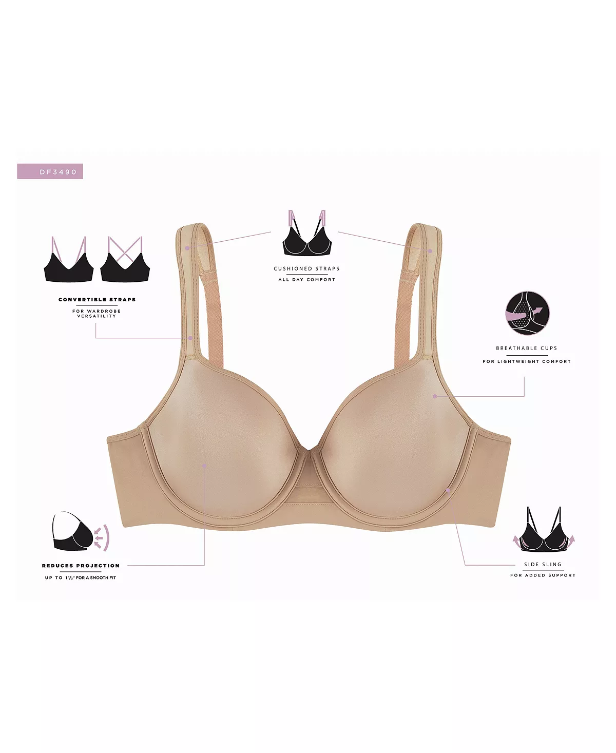 Bali Women's One Smooth U® Ultra Light Minimizer Underwire Bra DF3490 - Image 5