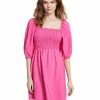 Bar III Women's Puff-Sleeve Smocked Dress, Created For Macy's