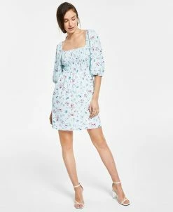 Bar III Printed Smocked Convertible Dress, Created For Macy's