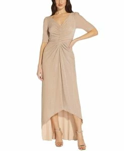 Adrianna Papell V-Neck Metallic Gown