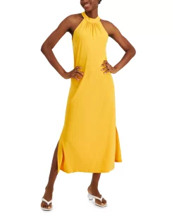 Bar III Women's Halter Side-Slit Dress, Created For Macy's