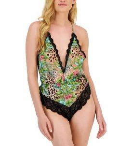INC International Concepts Lace Chiffon Floral Lingerie Bodysuit