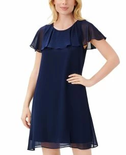 Adrianna Papell Women's Chiffon Capelet Cocktail Dress