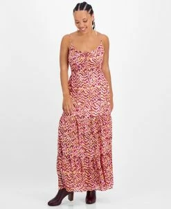 Bar III Women's Front-Cutout Tiered Tie-Neck Dress, Created For Macy's