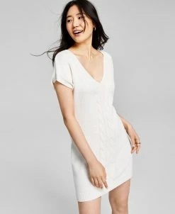 And Now This Women's Short Sleeve Cable Vest Dress