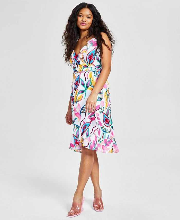 Bar III Women's Sleeveless Midi Wrap Ruffle Dress, Created For Macy's 1 Bar III Women's Sleeveless Midi Wrap Ruffle Dress, Created For Macy's