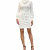 Sam Edelman Women's Cowlneck Tie-Waist Mini Sweater Dress