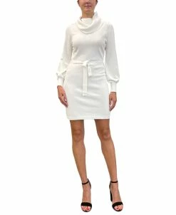 Sam Edelman Women's Cowlneck Tie-Waist Mini Sweater Dress