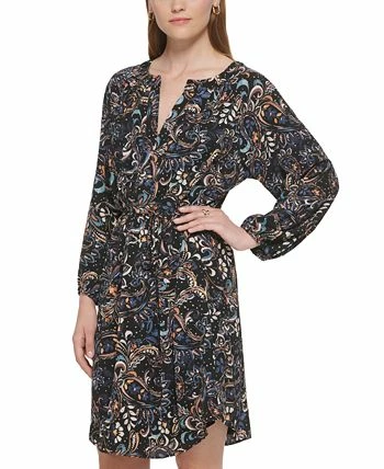 Vince Camuto Women's Printed Balloon-Sleeve Belted Dress - Image 3