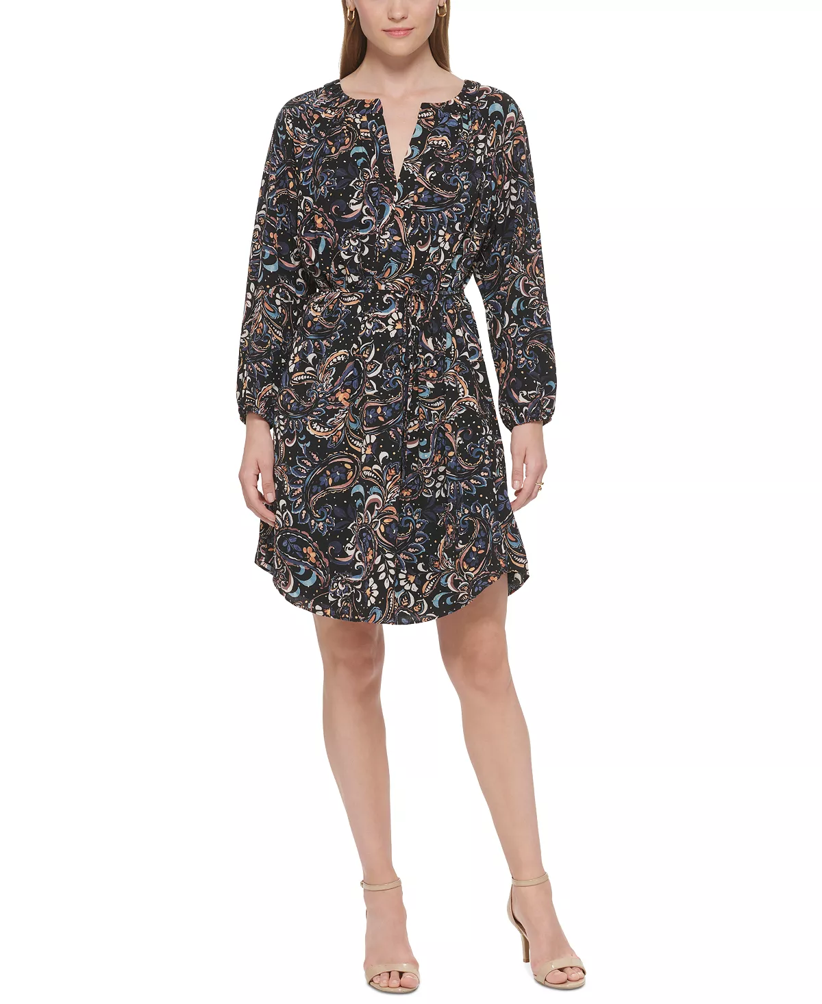 Vince Camuto Women's Printed Balloon-Sleeve Belted Dress - Image 4