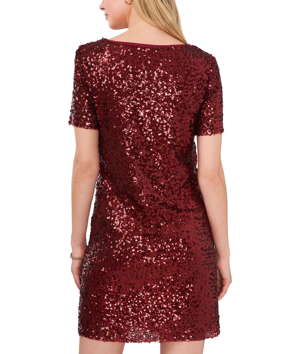 Vince Camuto Women's Sequined Round-Neck Short-Sleeve Dress - Image 4