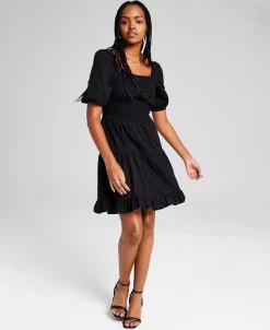 And Now This Women's Clipdot Cotton Smocked-Bodice Dress