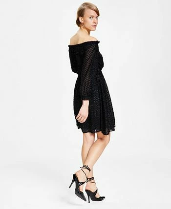 Bar III Women's Metallic Eyelash Off-The-Shoulder Dress, Created For Macy's 2 Bar III Women's Metallic Eyelash Off-The-Shoulder Dress, Created For Macy's - Image 2