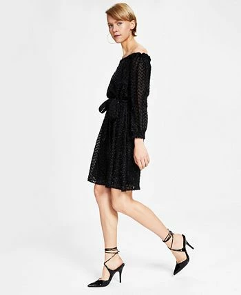Bar III Women's Metallic Eyelash Off-The-Shoulder Dress, Created For Macy's 3 Bar III Women's Metallic Eyelash Off-The-Shoulder Dress, Created For Macy's - Image 3