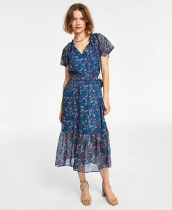 INC International Concepts Women's Flutter-Sleeve Midi Dress, Created For Macy's