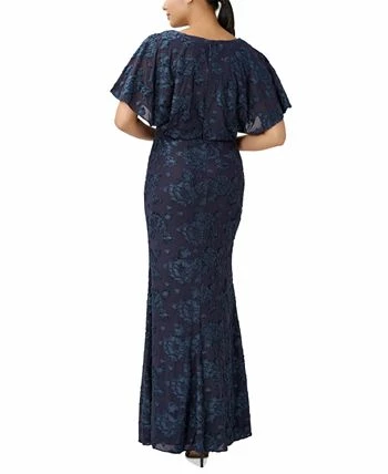 Adrianna Papell Women's Burnout Velvet Flutter-Sleeve Gown - Image 2