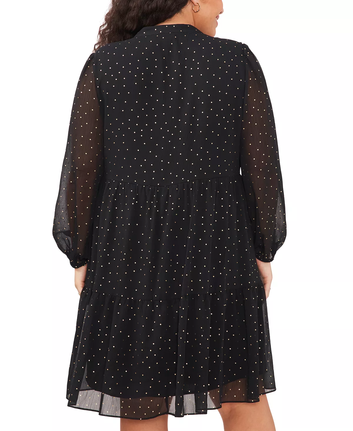 Vince Camuto Plus Size Dot-Print Tiered Long-Sleeve Dress 3 Vince Camuto Plus Size Dot-Print Tiered Long-Sleeve Dress - Image 3