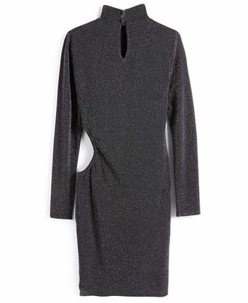 Bar III Women's Sparkling Cut-Out Long-Sleeve Mini Dress, Created For Macy's - Image 2