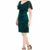 Connected Women's Cape-Overlay Ruched Velvet Dress