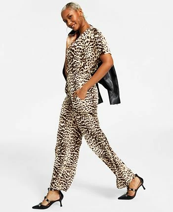 INC International Concepts Women's Animal-Print Flutter-Sleeve Jumpsuit, Created For Macy's - Image 3