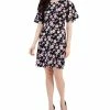 Connected Women's Floral-Print Round-Neck Sheath Dress