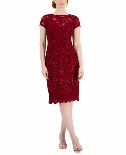 Connected Women's Embellished Lace Short-Sleeve Dress
