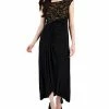 Connected Women's Soutache Lace Cap-Sleeve Faux-Wrap Gown
