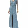 Adrianna Papell Women's Beaded 3/4-Sleeve Gown