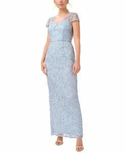 Adrianna Papell Embroidered Metallic Gown
