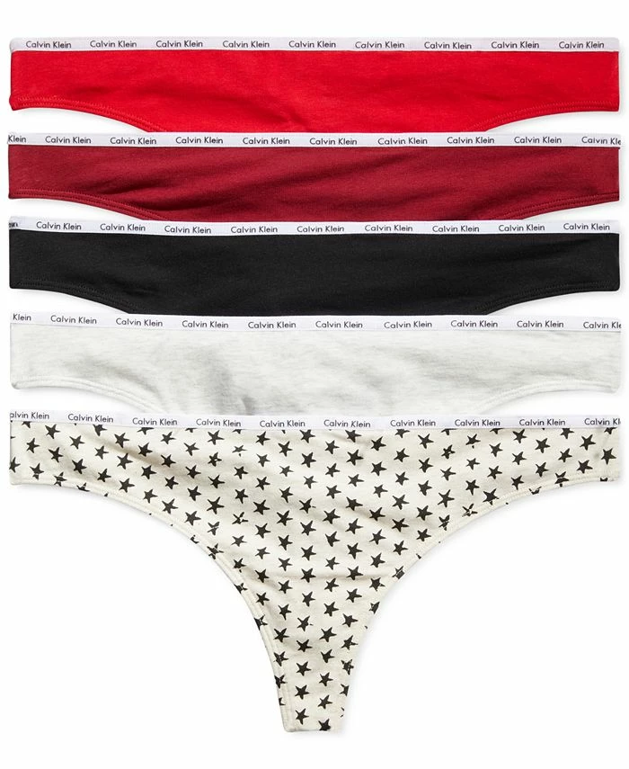 Calvin Klein Women's Signature Logo 5-Pk. Thong Underwear QD3712