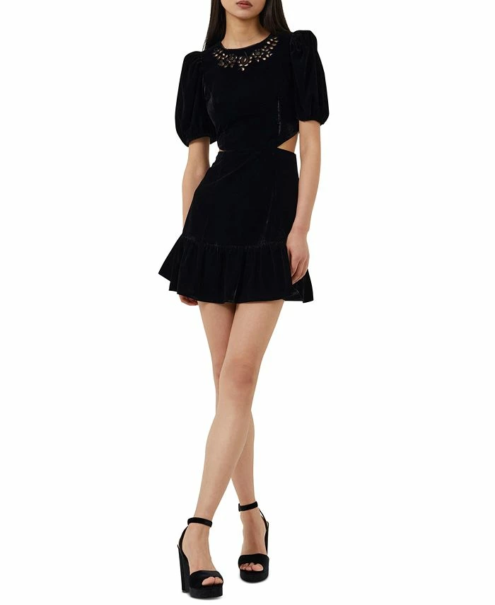 French Connection Women's Ilvana Anglaise Eyelet Cutout Velvet Fit & Flare Dress