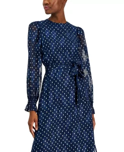 Anne Klein Women's Printed Tie-Waist Midi Dress 8 Anne Klein Women's Printed Tie-Waist Midi Dress -VINCE CAMUTO Shop 23220201 fpx