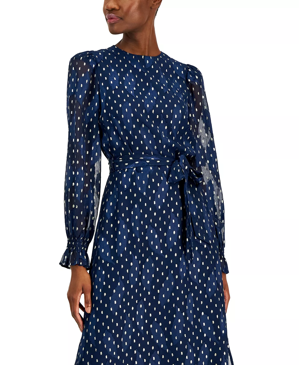 Anne Klein Women's Printed Tie-Waist Midi Dress 4 Anne Klein Women's Printed Tie-Waist Midi Dress - Image 4