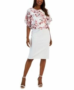 Connected Women's Swiss-Dot Cape Sheath Dress