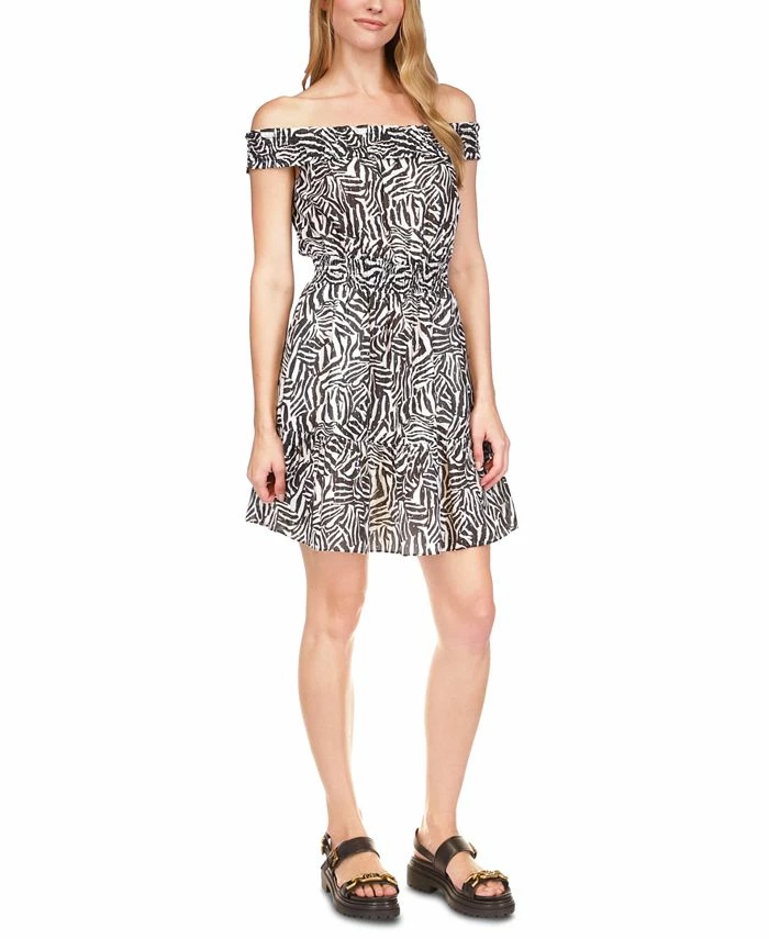 Michael Kors Women's Zebra-Print Off-The-Shoulder Dress