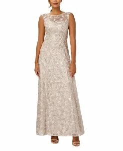 Adrianna Papell Women's Sequined Lace Boat-Neck Gown