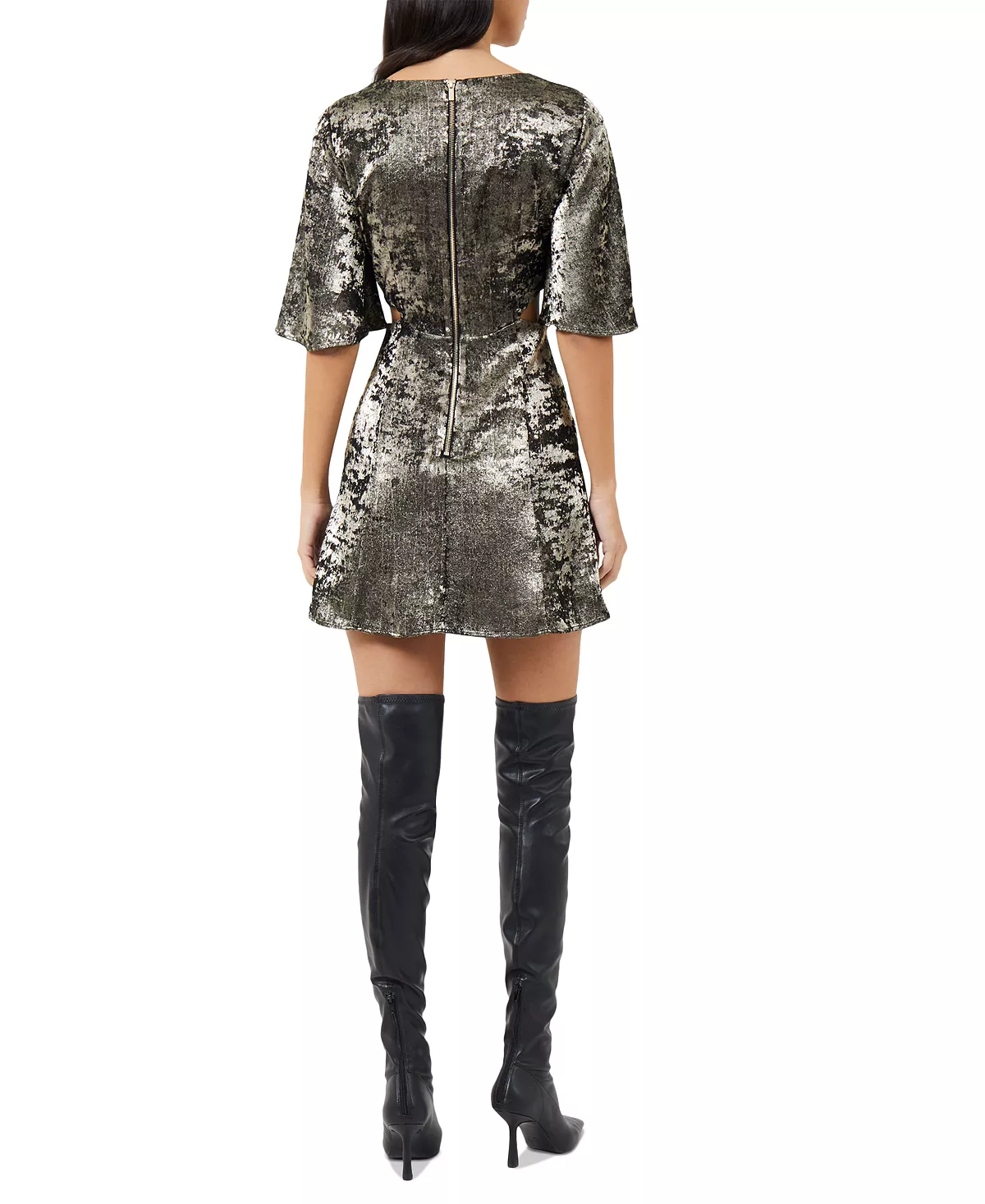 French Connection Women's Alara Metallic Cutout Mini Dress - Image 2