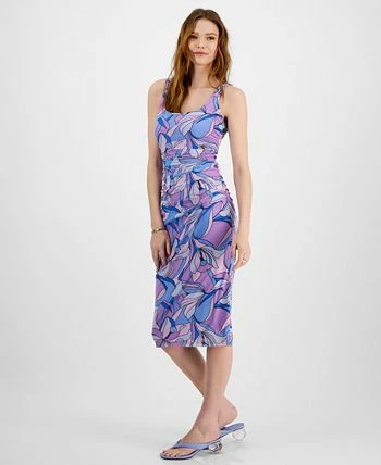 Bar III Women's Printed Ruched Pullover Midi Sheath Dress, Created For Macy's - Image 3