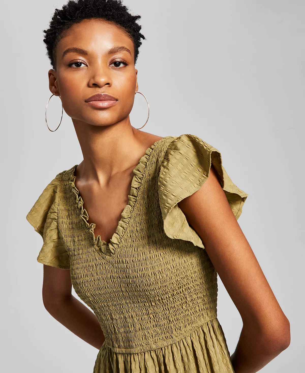 And Now This Women's Smocked Flutter-Sleeve Midi Dress - Image 3