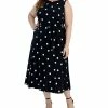 Kasper Plus Size Polka Dot-Print Belted Fit & Flare Dress