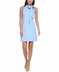Vince Camuto Women's Signature Stretch Crepe Bow-Neck Open-Back Shift Dress
