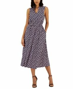 Anne Klein Women's Jenna Stand-Collar Sleeveless Dress