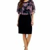 Connected Women's Round-Neck Floral-Cape A-Line Dress