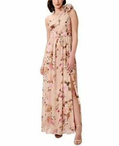 Adrianna Papell Women's Floral-Print One-Shoulder Gown